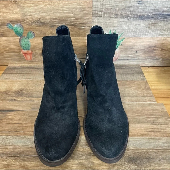 Sam Edelman Miriam Burnished Black Suede Zip Ankle Booties Size 8 - Picture 2 of 9